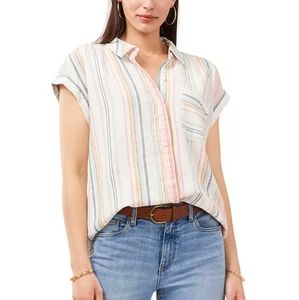 -NWT- Vince Camuto Linen Blend Striped Shirt M
